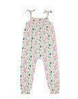 Smocked Jumpsuit - Flamingo Forest