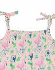 Smocked Jumpsuit - Flamingo Forest