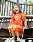 orange Embroidered Dress