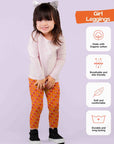 Girl Leggings - Indian Flora Orange