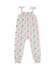Smocked Jumpsuit - Flamingo Forest