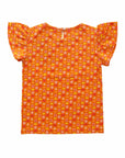 Flutter Sleeve Top - Indian Flora Orange