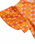 Flutter Sleeve Top - Indian Flora Orange