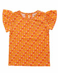 Flutter Sleeve Top - Indian Flora Orange